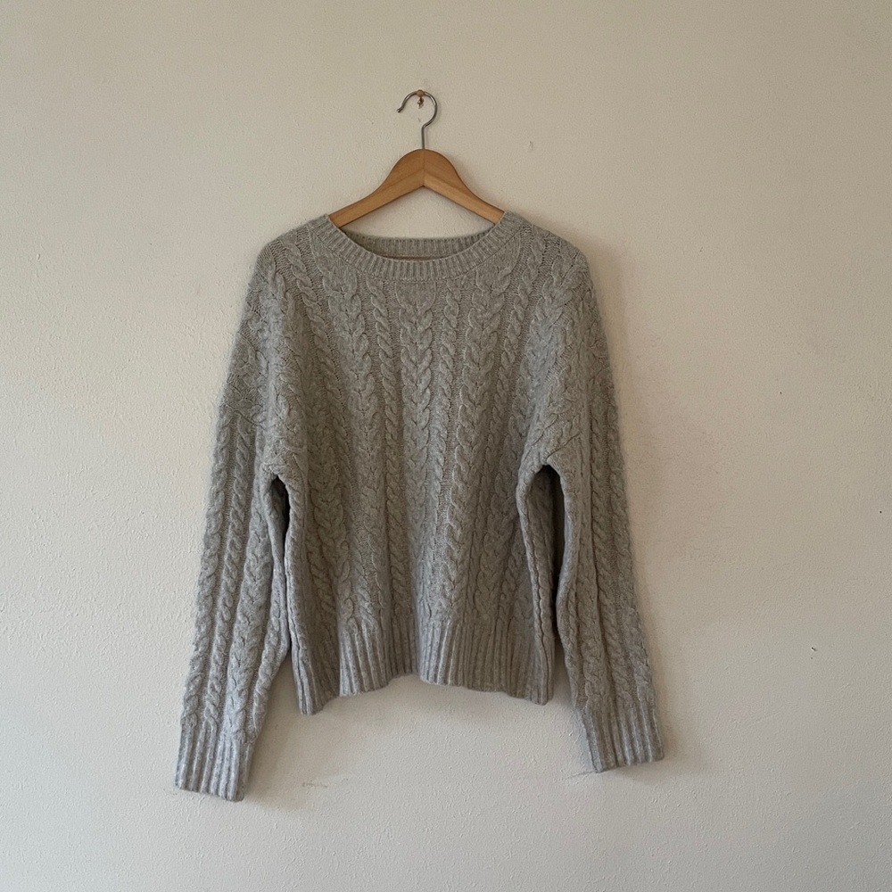 Joie Cableknit Sweater Gray Crew